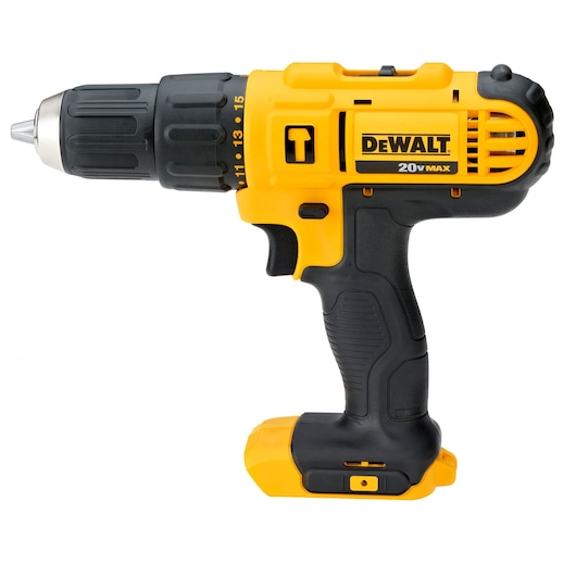 A yellow and black DEWALT cordless power drill, model DCD776B, with a 20V MAX label, shown on a white background.