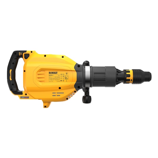 A DEWALT DCH911B heavy-duty rotary hammer drill in yellow and black. The tool has a robust body, ergonomic handle, and a side auxiliary knob for better grip and control.