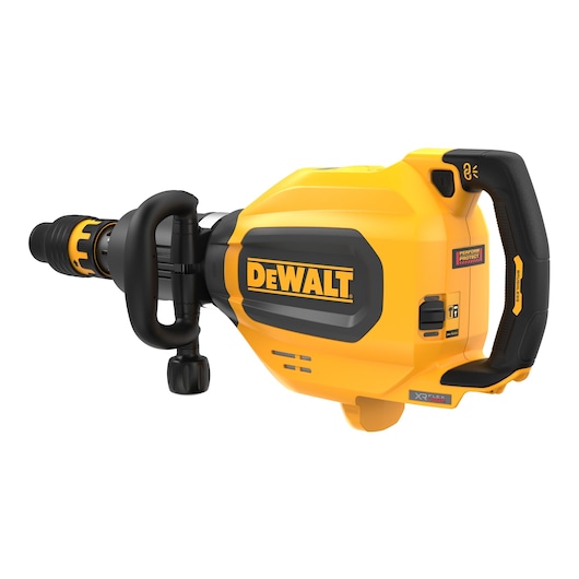 A DEWALT yellow and black cordless rotary hammer drill, model DCH911B, featuring an ergonomic handle and side support grip.