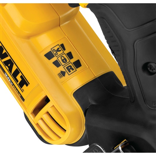 Close up of Threaded Rod Cutter featuring the forward/reverse/lock off switch