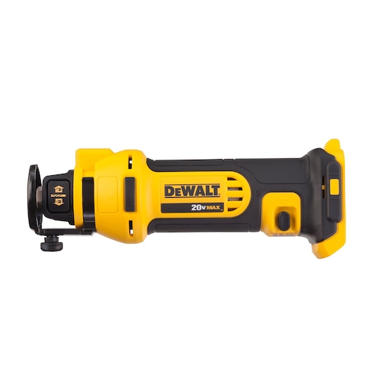 A DEWALT 20V MAX cordless rotary tool with a black and yellow body, shown on a white background.