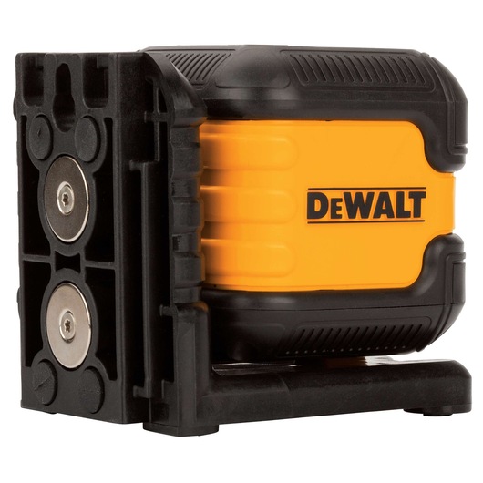 A DEWALT-branded yellow and black laser level tool, used for precise leveling and alignment in construction and photography.