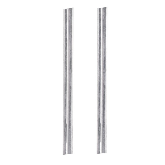 Two straight metallic planer blades shown vertically side by side on a white background.