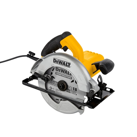 A DEWALT corded circular saw, model DWE5615, with a yellow and black handle and a silver blade guard, shown against a white background.